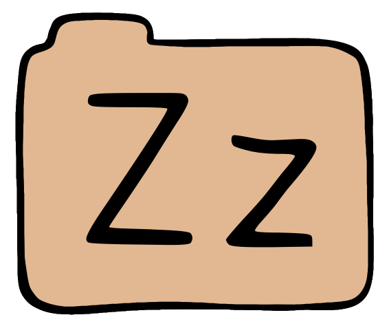 light orange file folder with capital and lowercase Z on it.